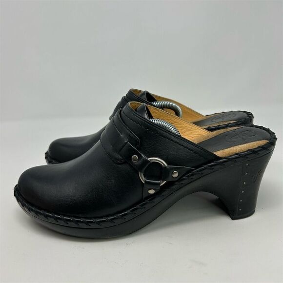 Frye Women's Black Leather Clog Mules Size 9.5 Block Heel Slip-On Western - Picture 8 of 16